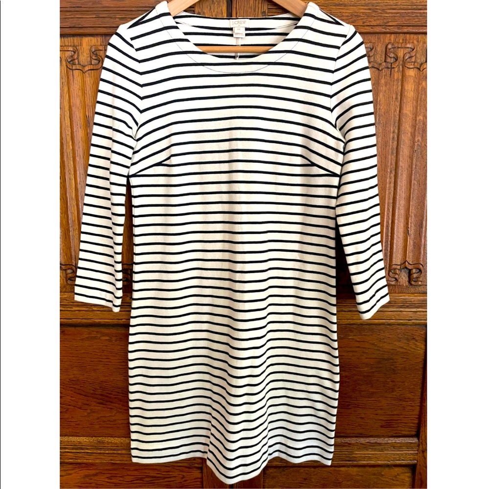 J. Crew striped mini dress 3/4 length sleeve